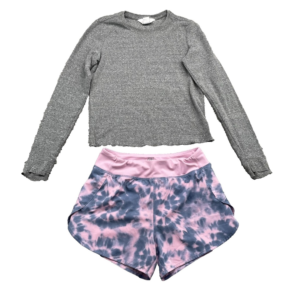 Athleta Girl Lot of (2) Activewear Set M/L Pilates Preppy Gym Sportswear Fitness